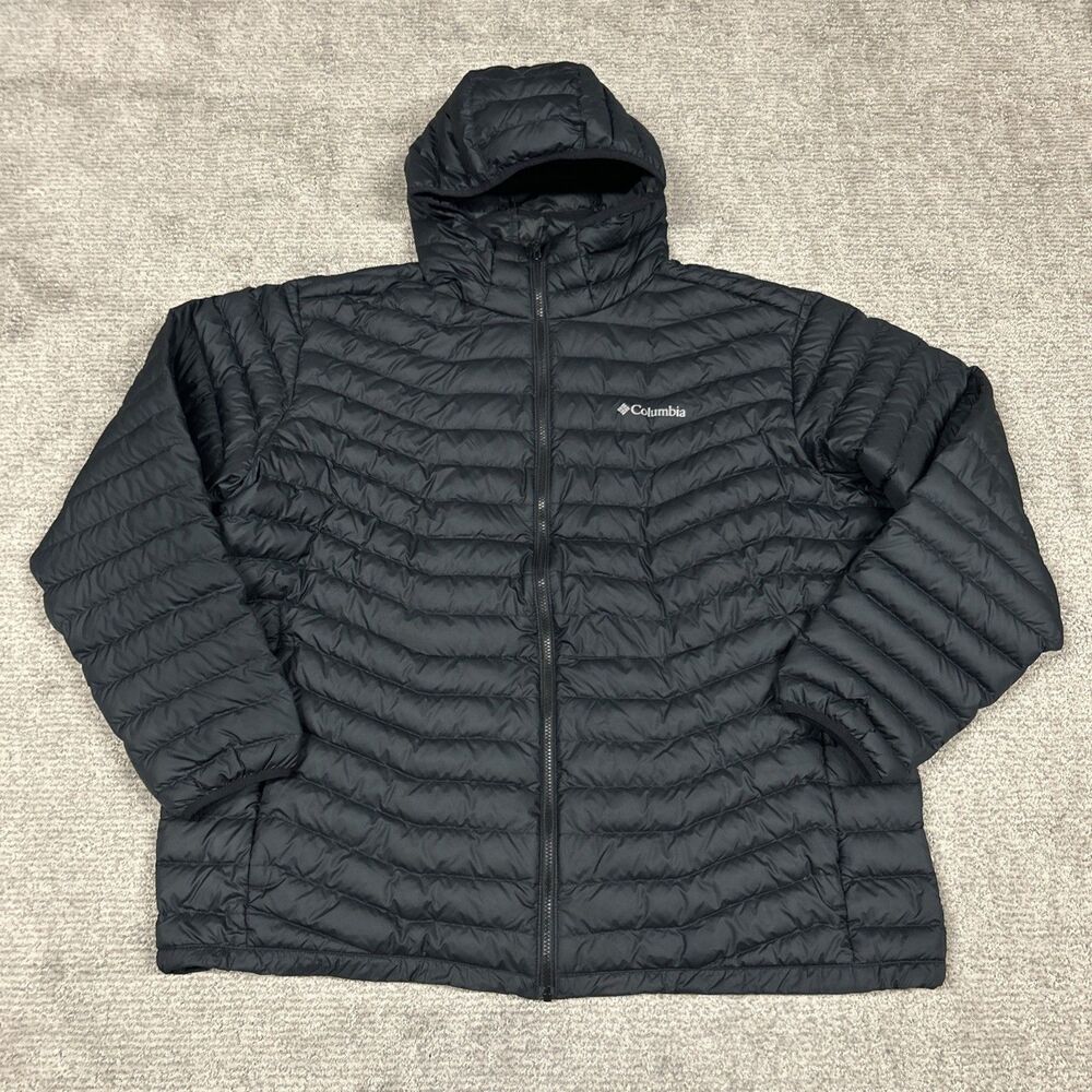 Columbia 650 Down Jacket Womens 3X Quilted Black Hooded Puffer Coat Zip Pockets